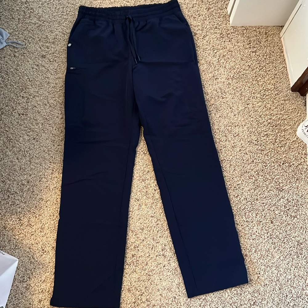 Jaanuu Payla 8 pocket classic high waist scrub pant, navy, large tall